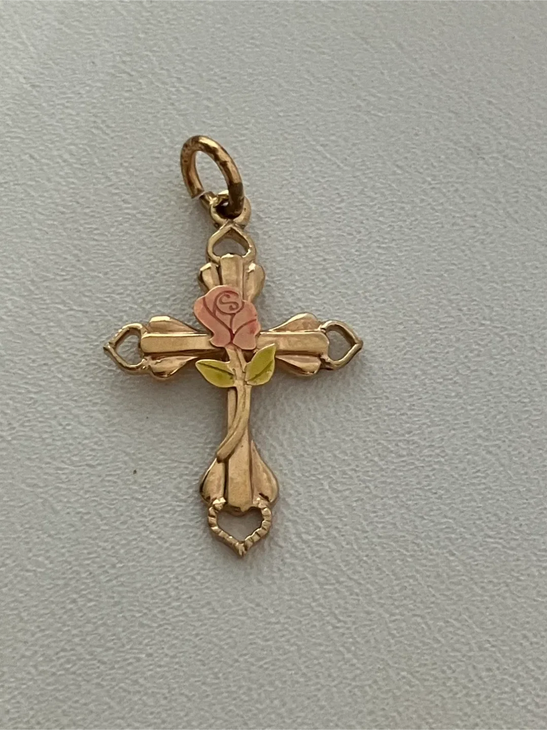 Vintage 10k Gold Fill Cross Pendant with Rose Detail