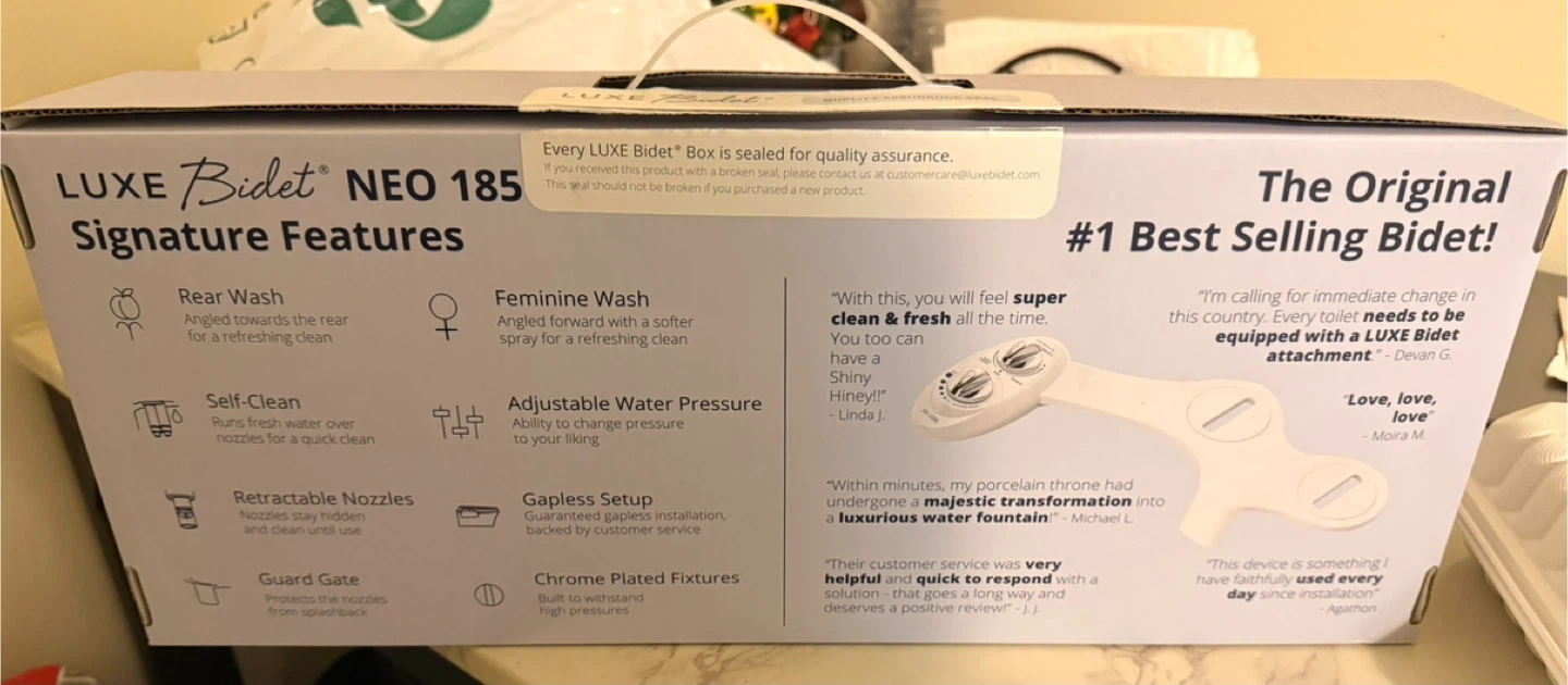 LUXE Bidet NEO 185 White - New in Box - photo 3
