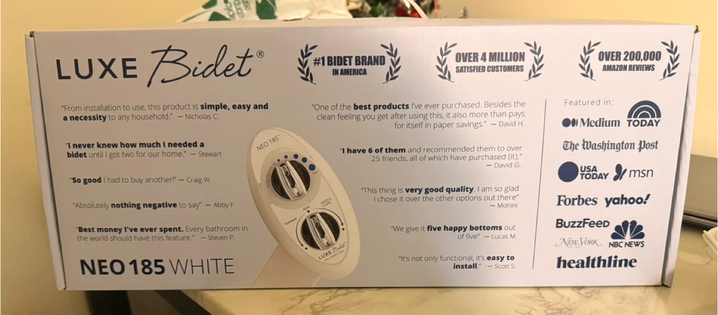 LUXE Bidet NEO 185 White - New in Box