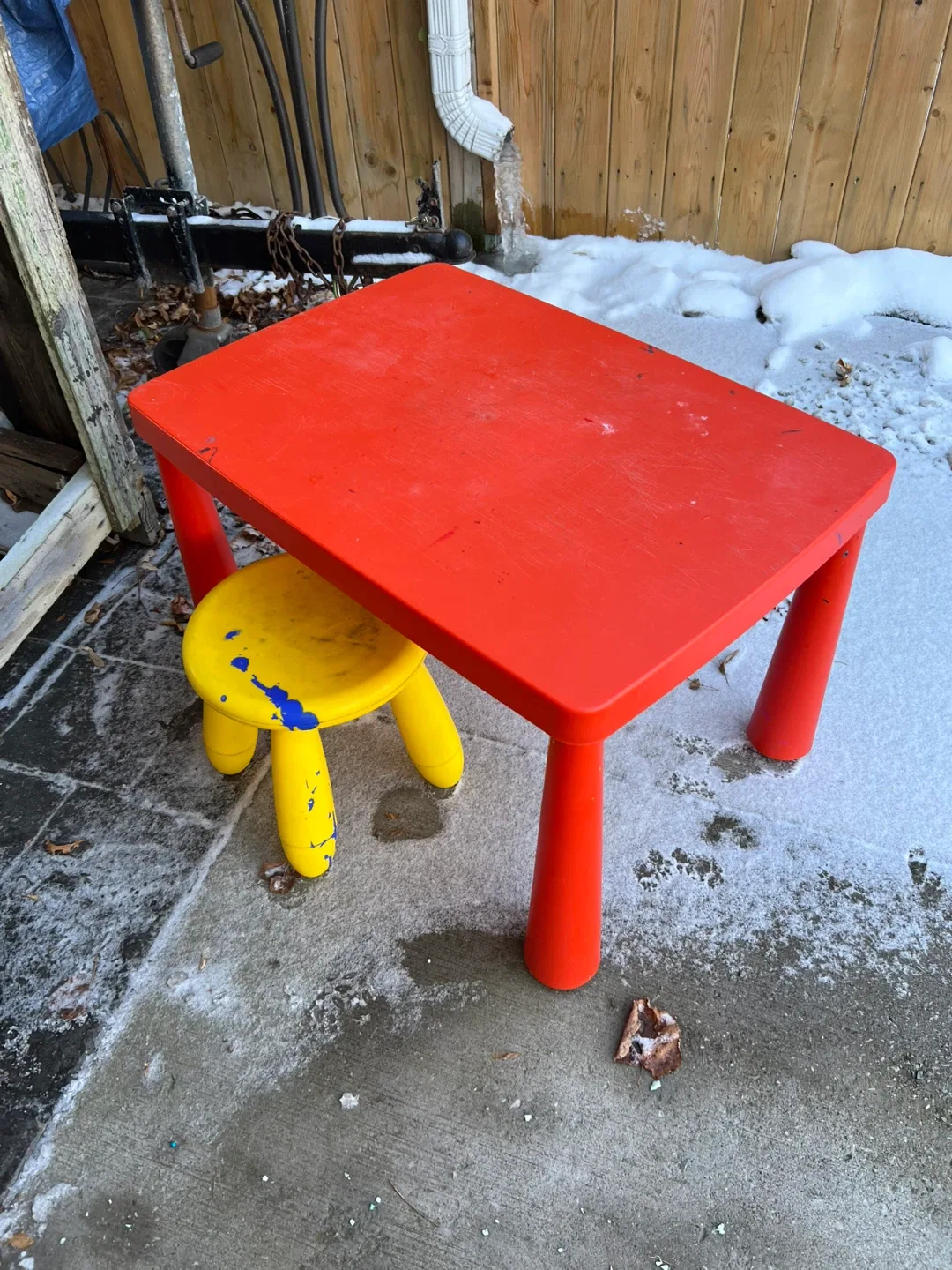 Sturdy plastic table and stool