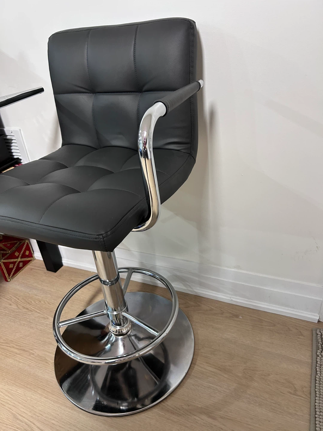 Black Bar Stool with Chrome Base - photo 3