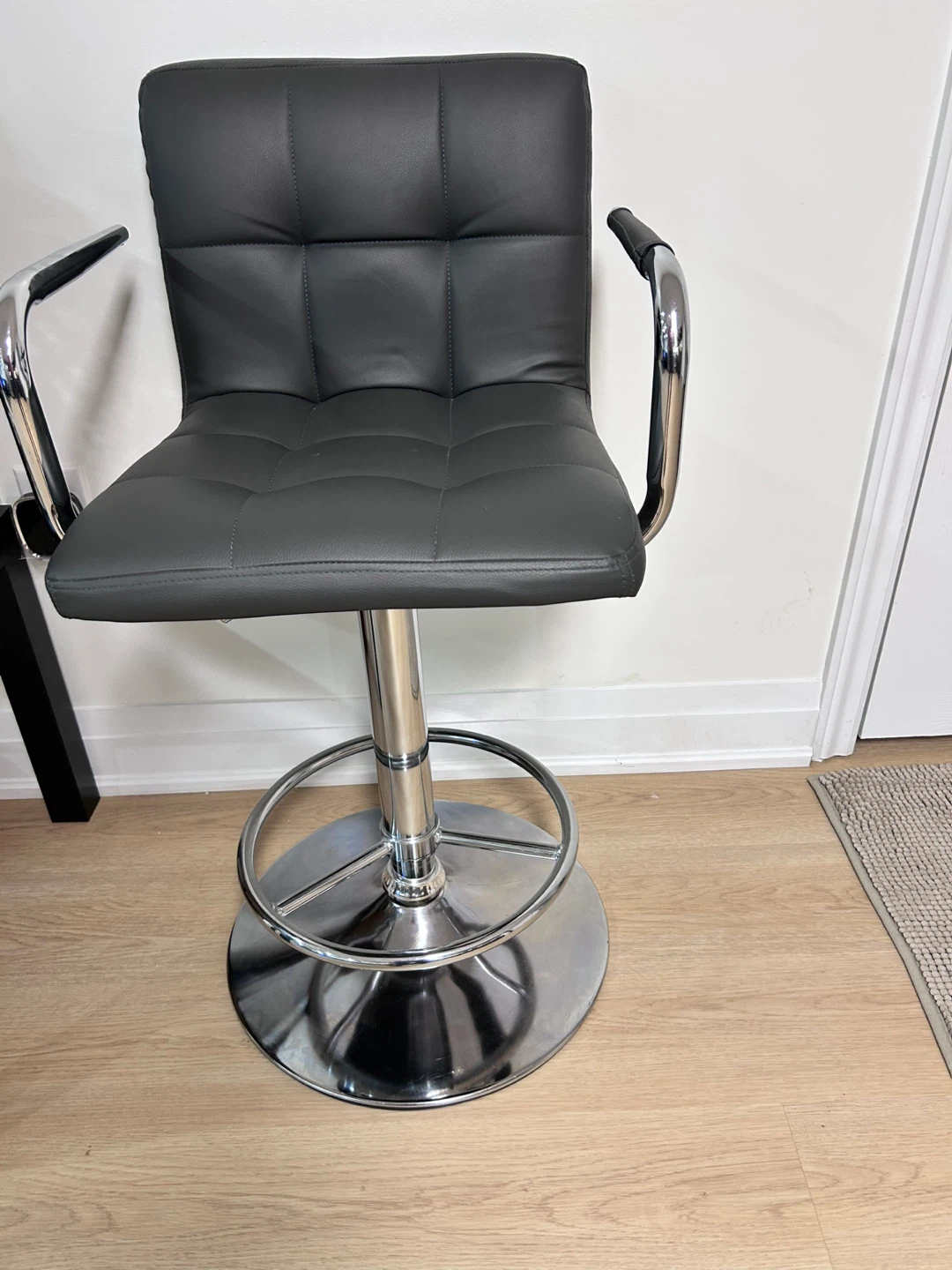 Black Bar Stool with Chrome Base - photo 4