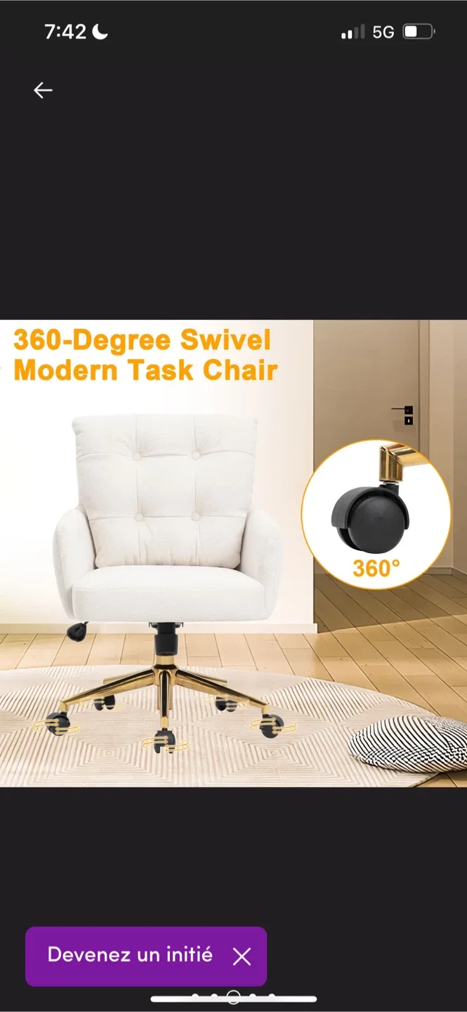 New Ivory Tufted Swivel Task Chair image indicator(5)