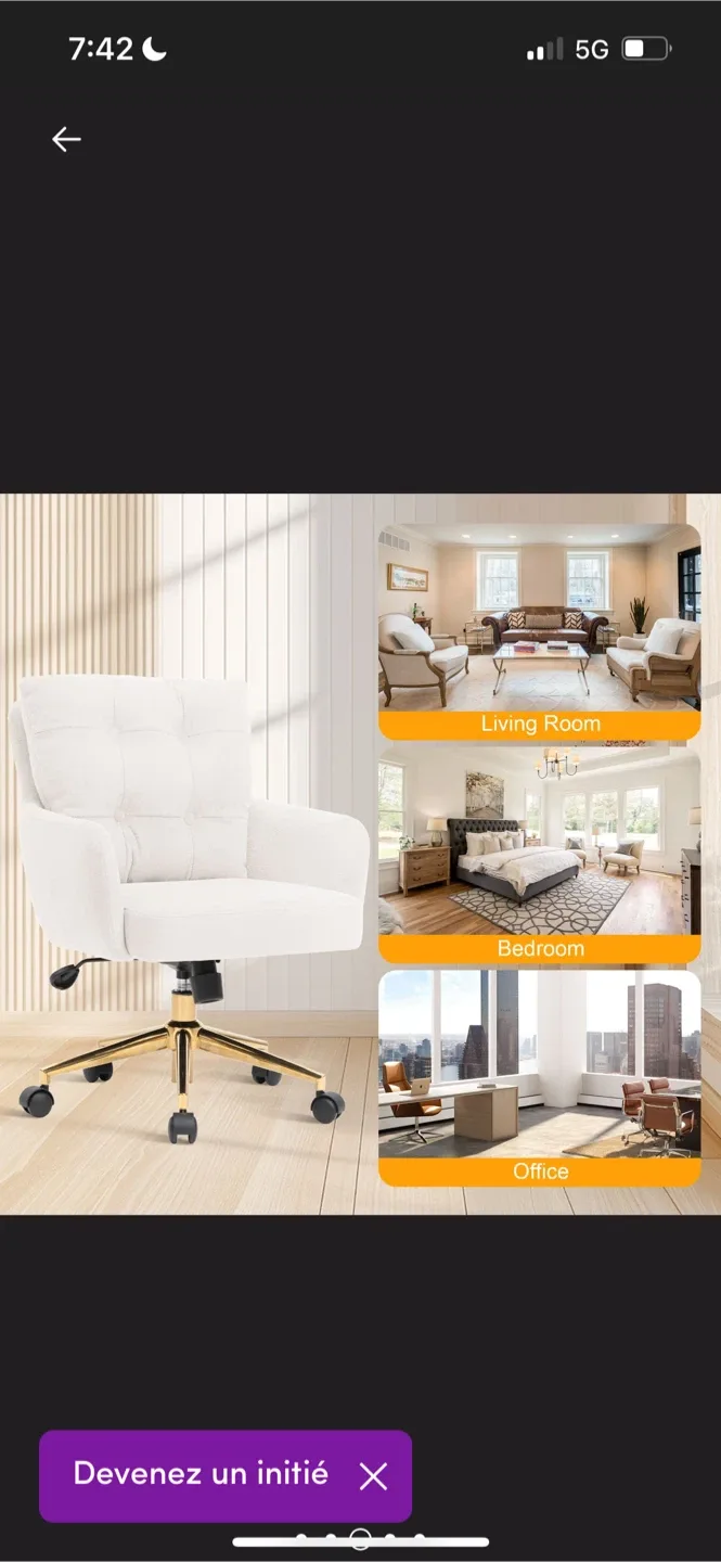 New Ivory Tufted Swivel Task Chair image indicator(6)