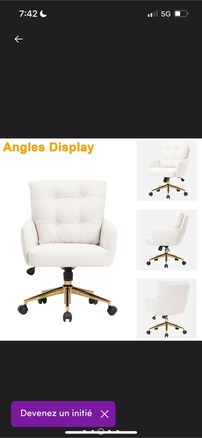 New Ivory Tufted Swivel Task Chair image indicator(4)