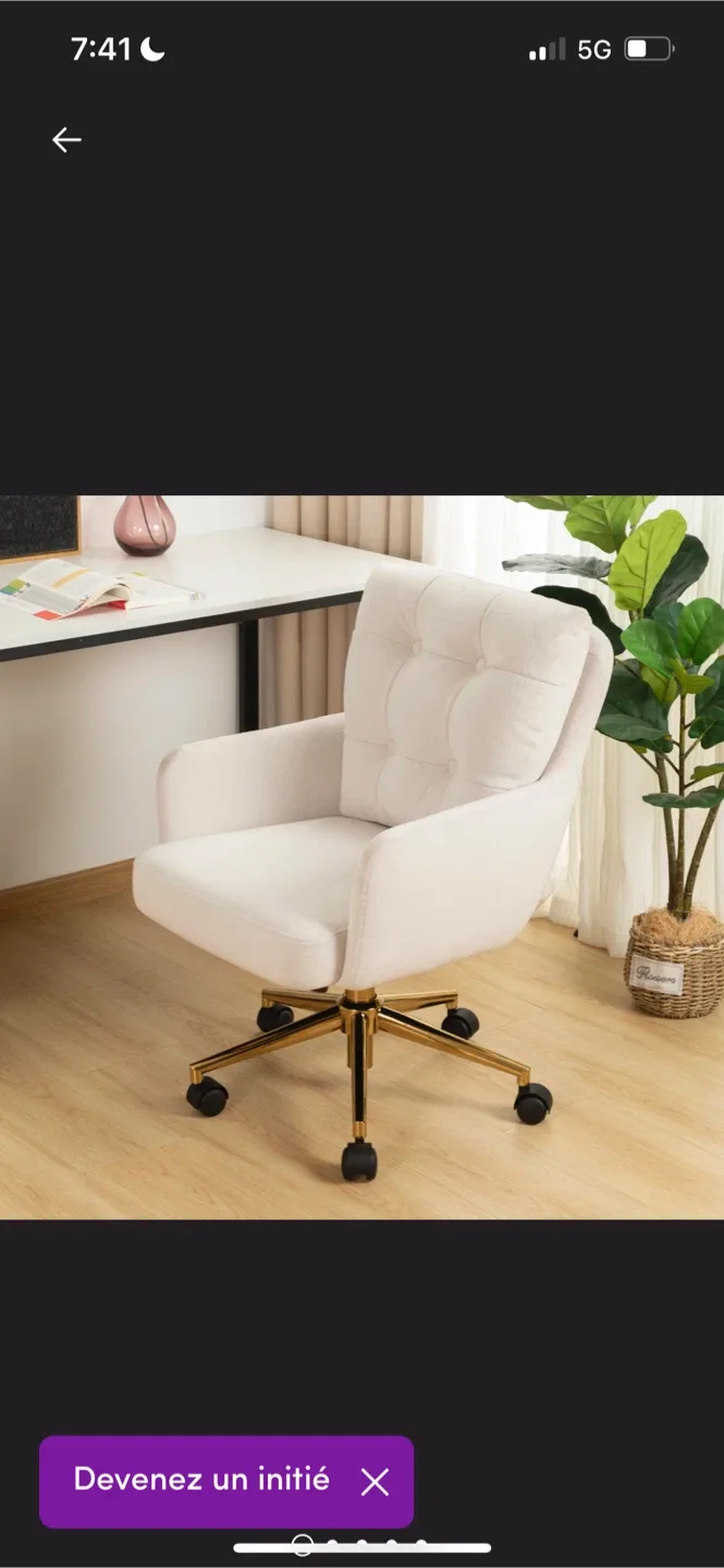 New Ivory Tufted Swivel Task Chair