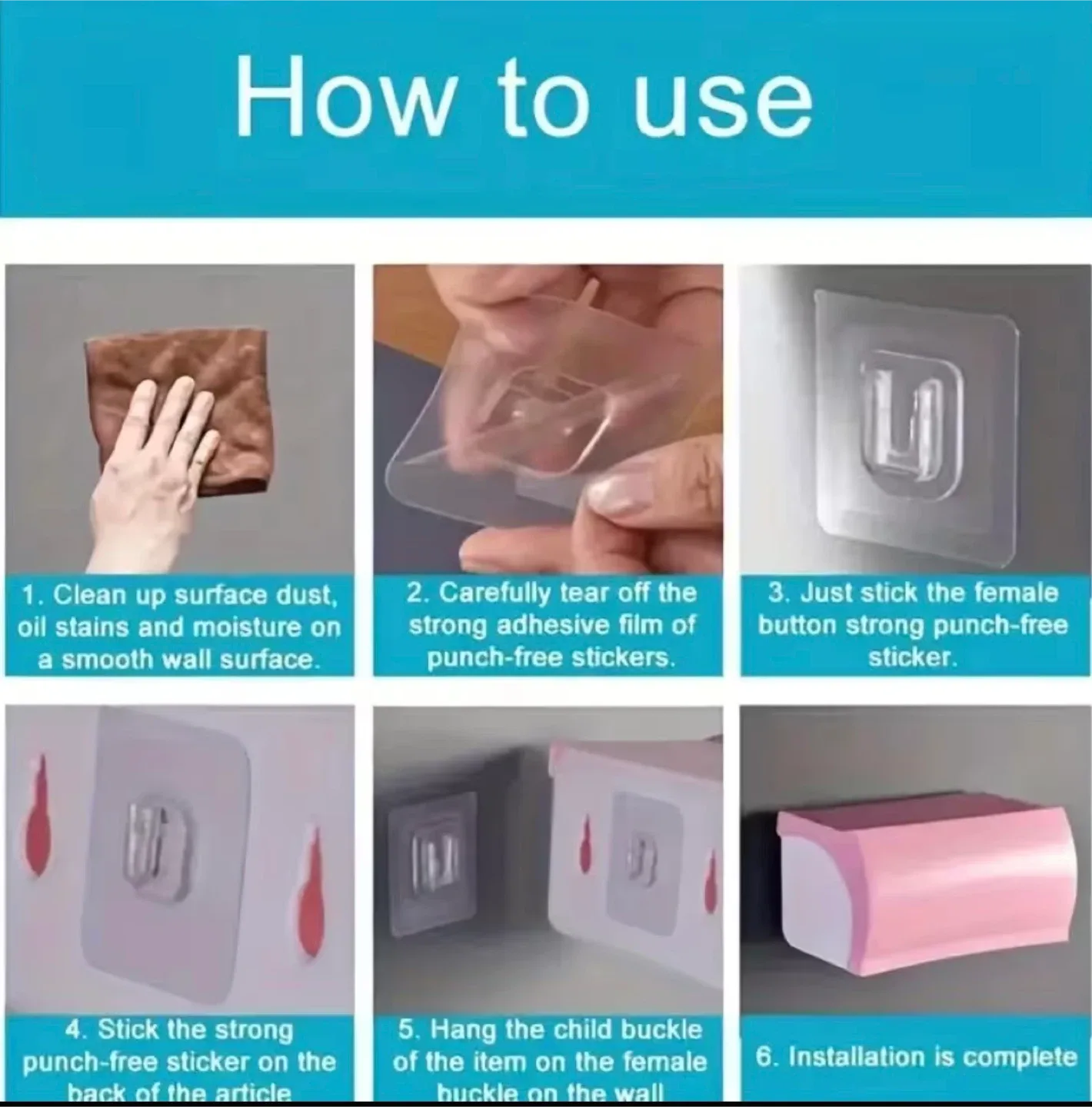 8 Pairs Multi-purpose Adhesive Wall Hooks Hanger image indicator(2)