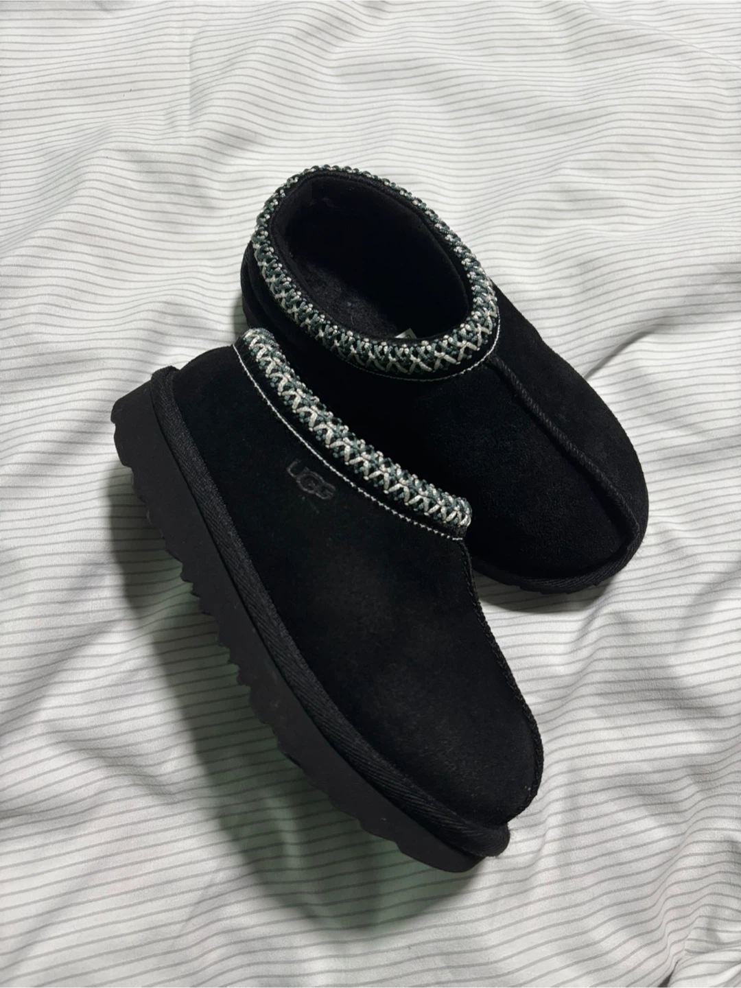 UGG Black Suede Tasman Slippers