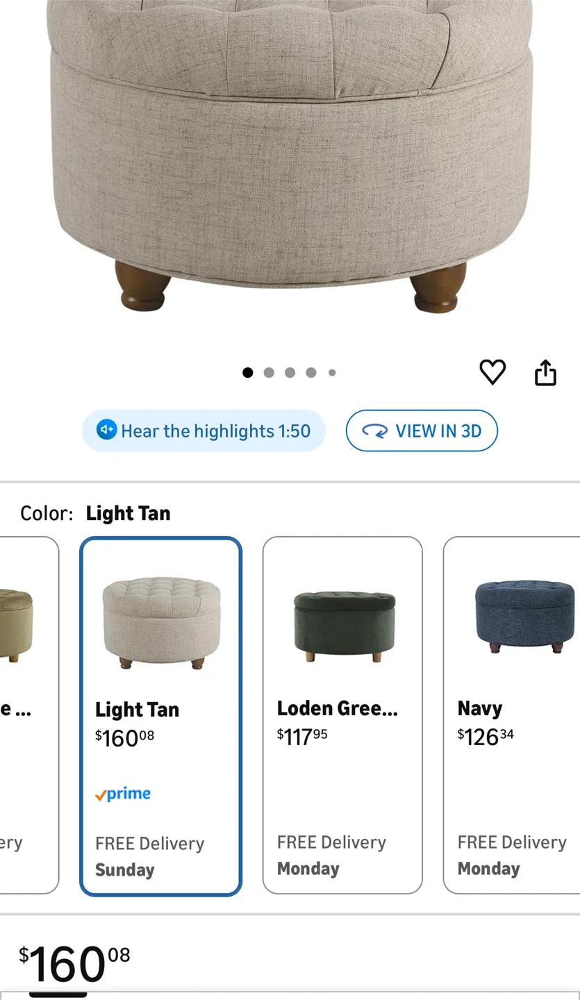 Homepop home Decor Round storage ottoman large image indicator(4)