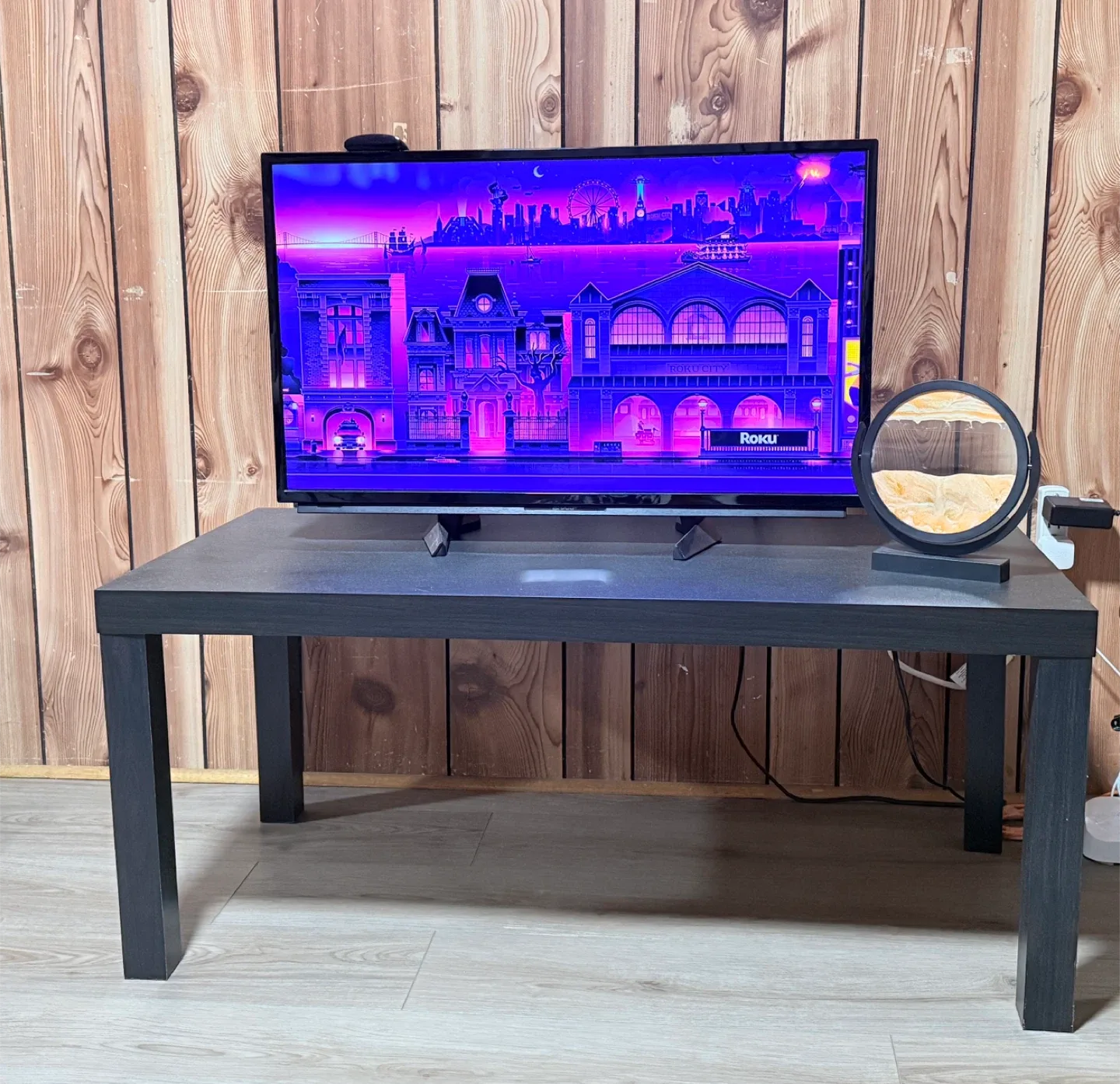 TV + Coffee table + Roku Device + Remotes