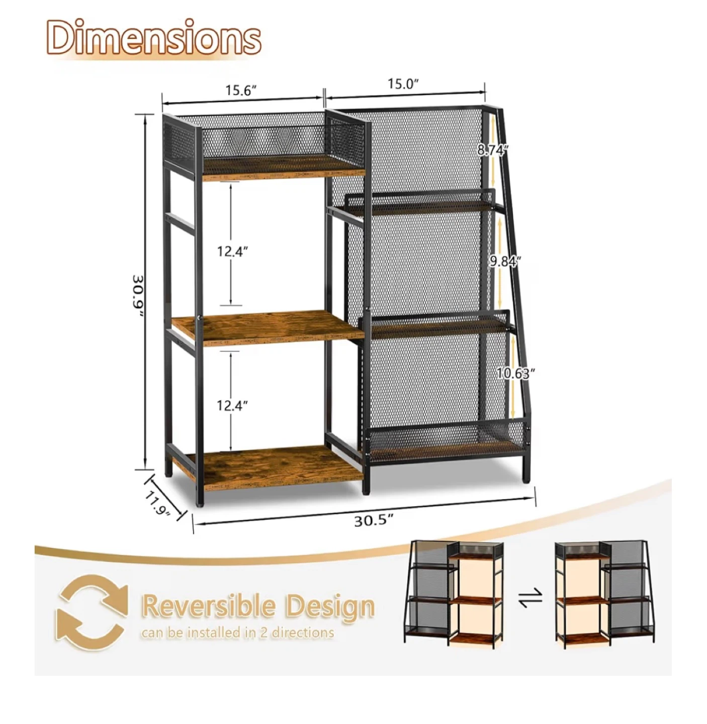 Liquor Stand. Reversible Design Metal & Wood Shelf - photo 2