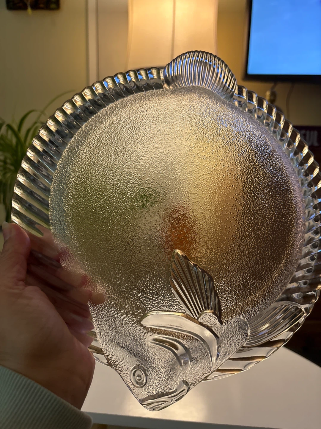 #cleanout Russian crystal Fish Shaped Glass Plate - photo 2