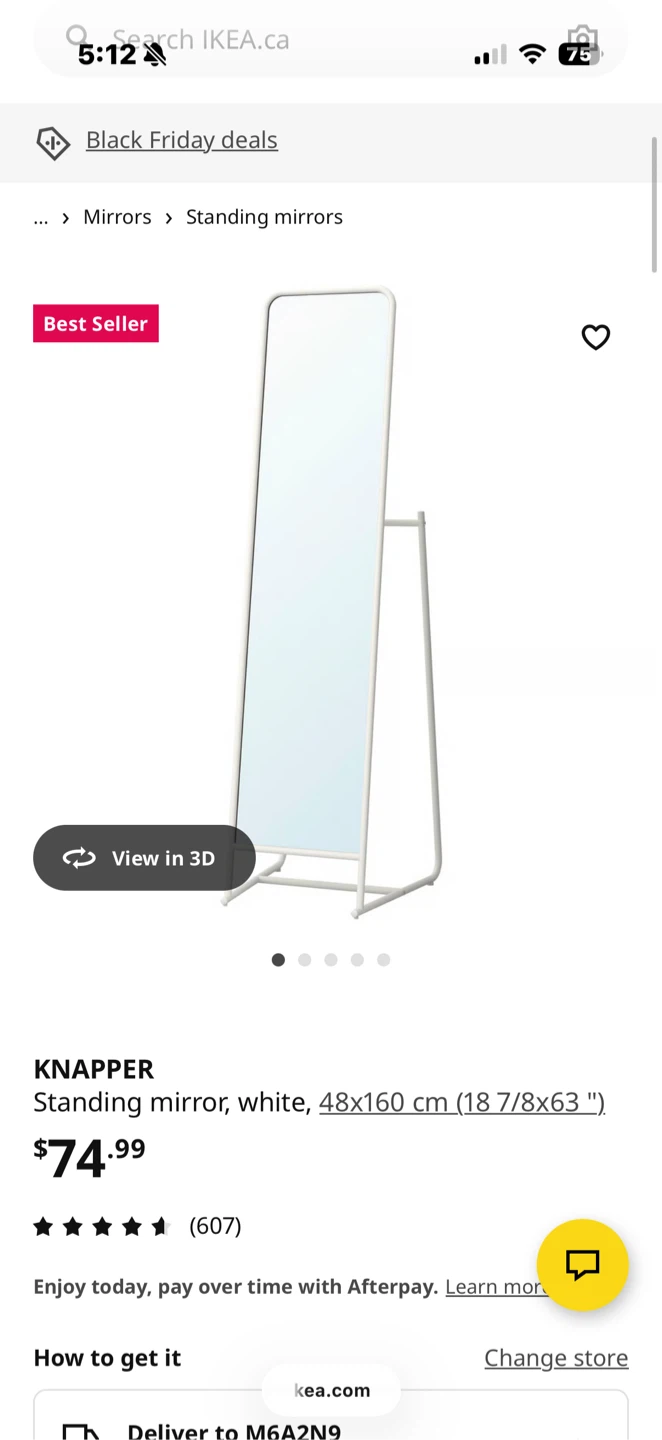 IKEA KNAPPER Standing Mirror - White - photo 3