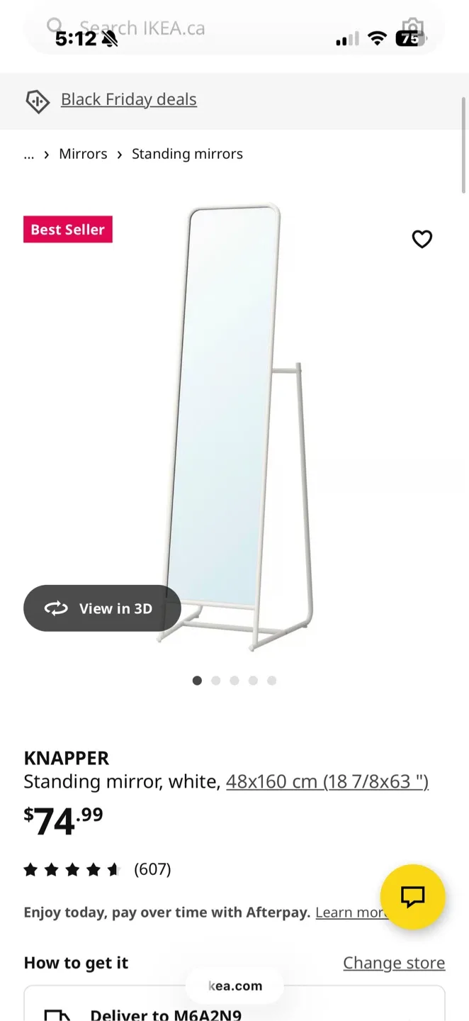 IKEA KNAPPER Standing Mirror - White image indicator(3)