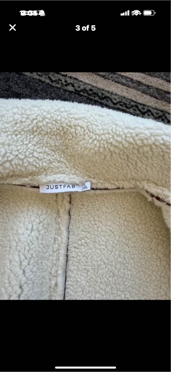 JustFab Brown Sherpa Vest - Size L image indicator(5)