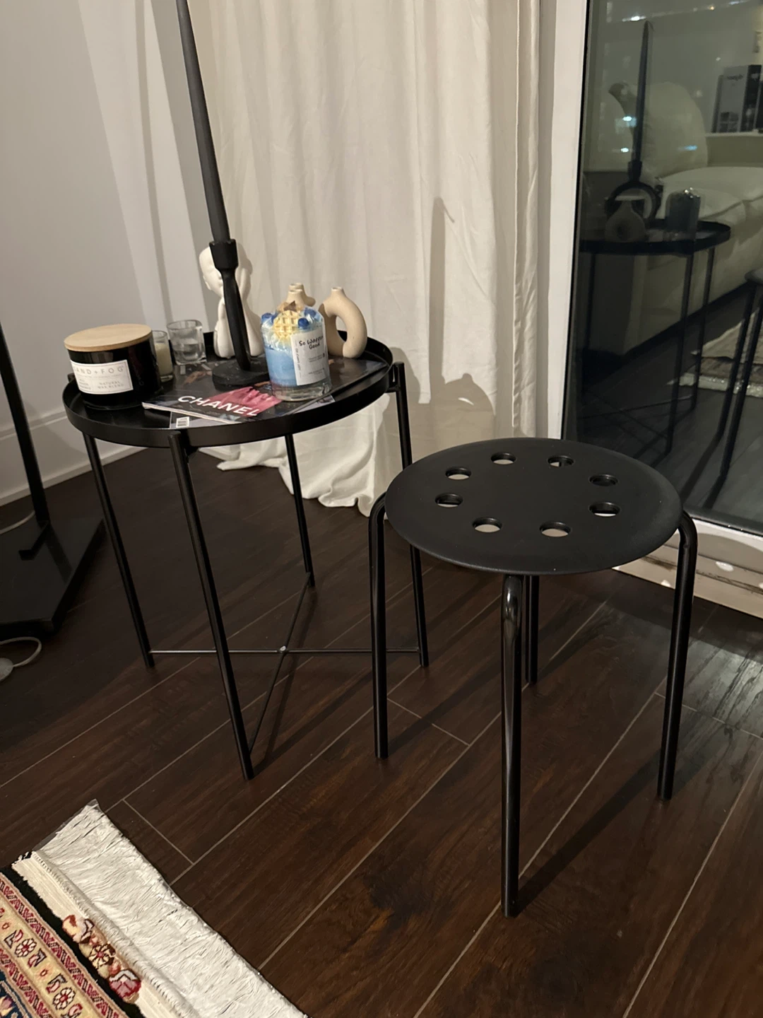 Black side table and stool - photo 4