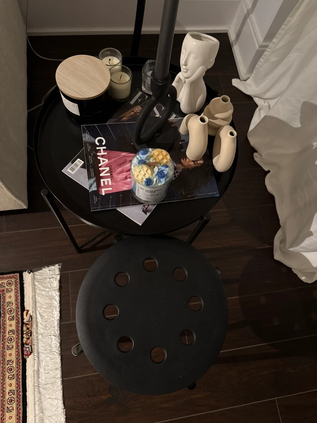 Black side table and stool - photo 3
