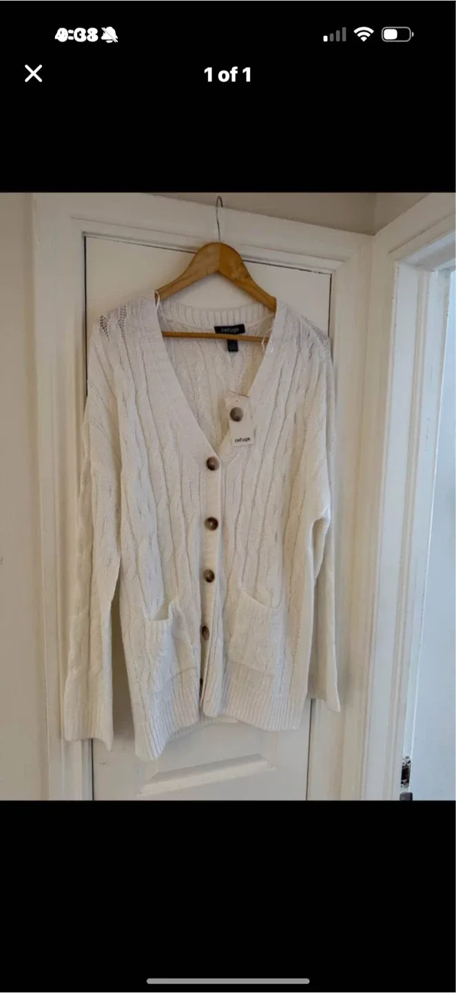 Refuge Cream Cable Knit Cardigan - New with Tags!