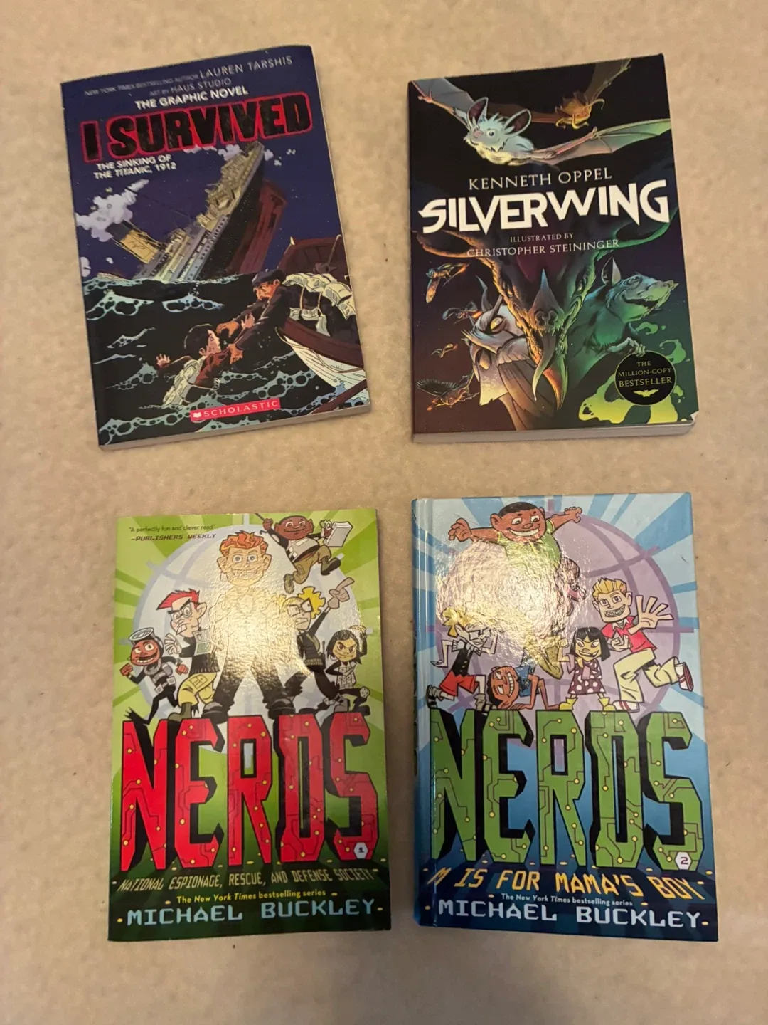 Kids' Books: I Survived, Silverwing, NERDS series (4 books)