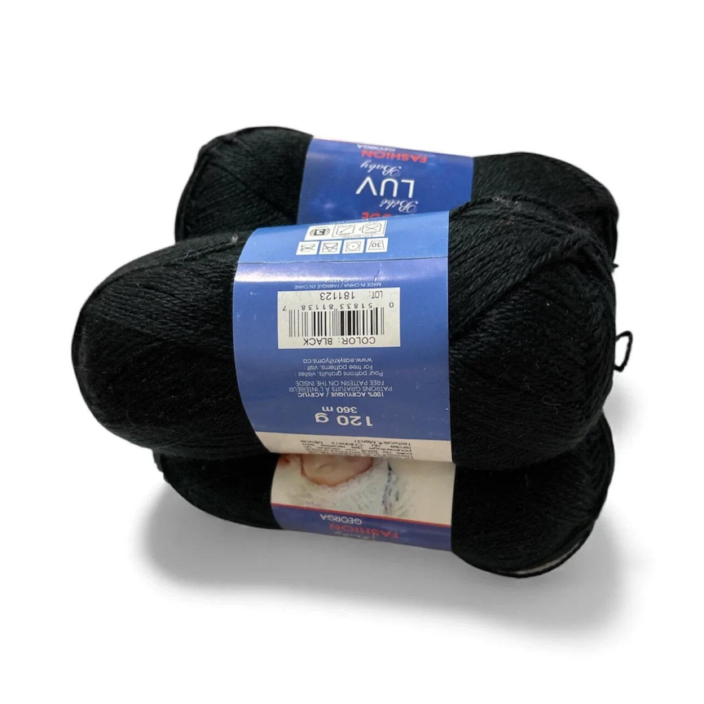 4 skeins Baby LUV Fashion Georgia Yarn - Black image indicator(2)