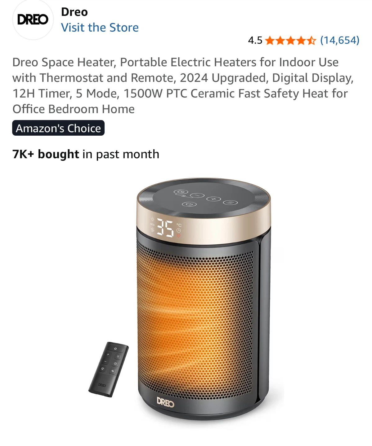 New Dreo Atom 316 Space Heater - Gold
