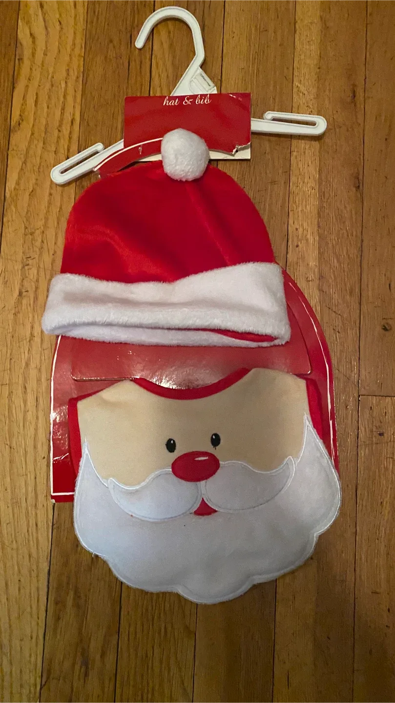 New Santa Hat & Bib Set