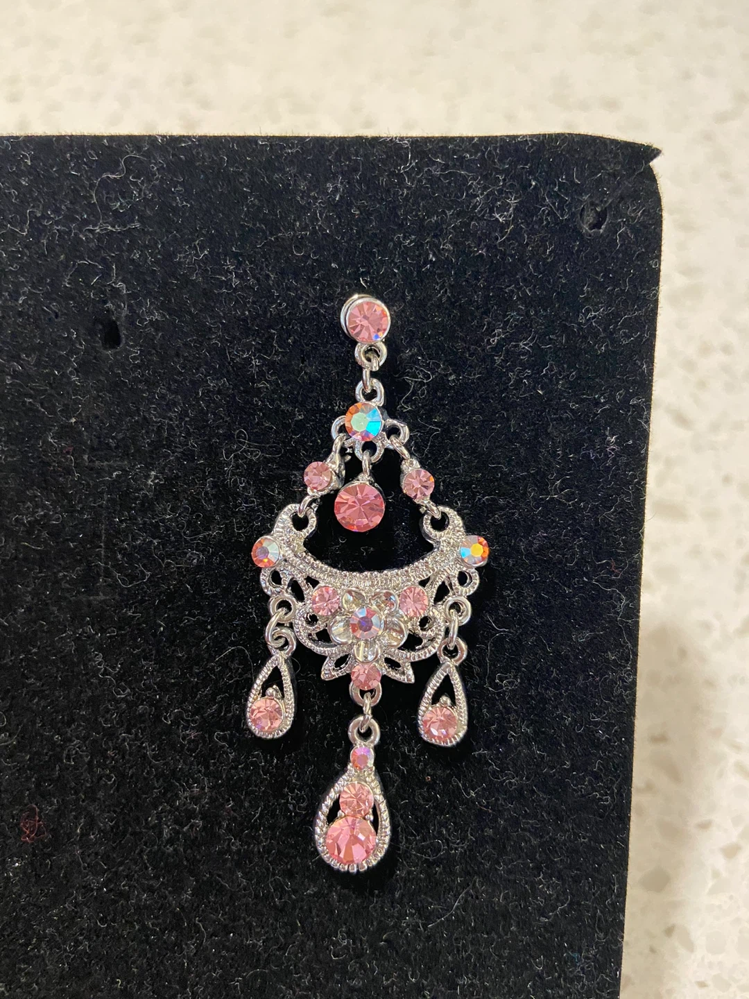 Pink Rhinestone Jewellery Set - Necklace & Earrings - photo 4