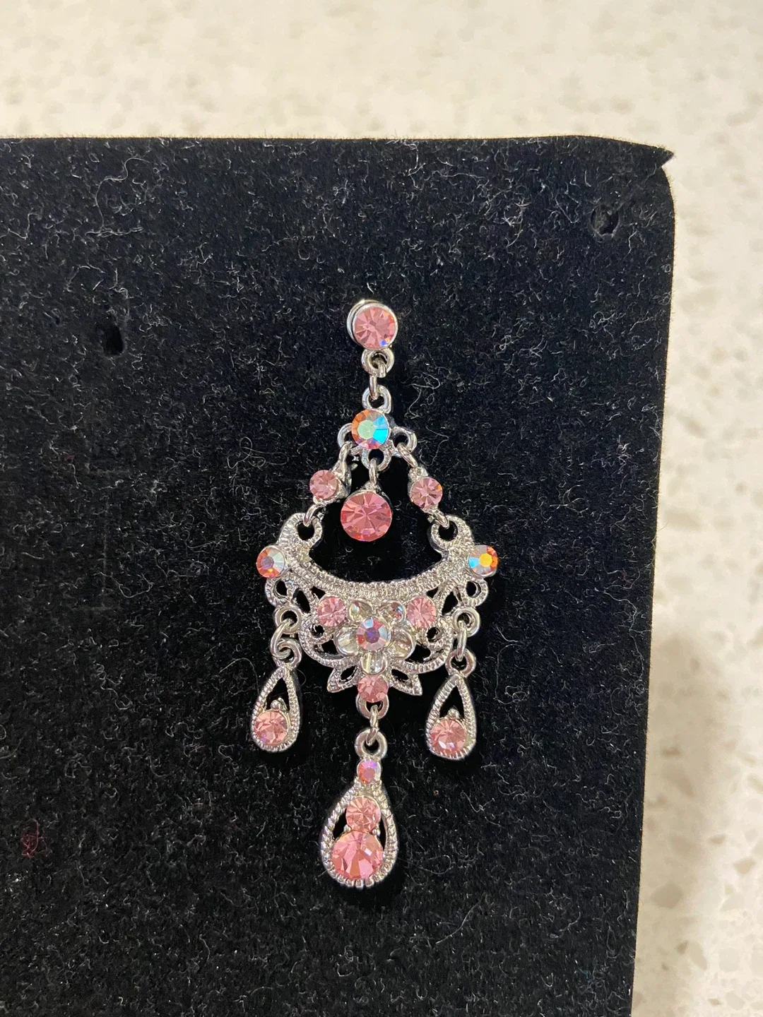 Pink Rhinestone Jewellery Set - Necklace & Earrings image indicator(4)