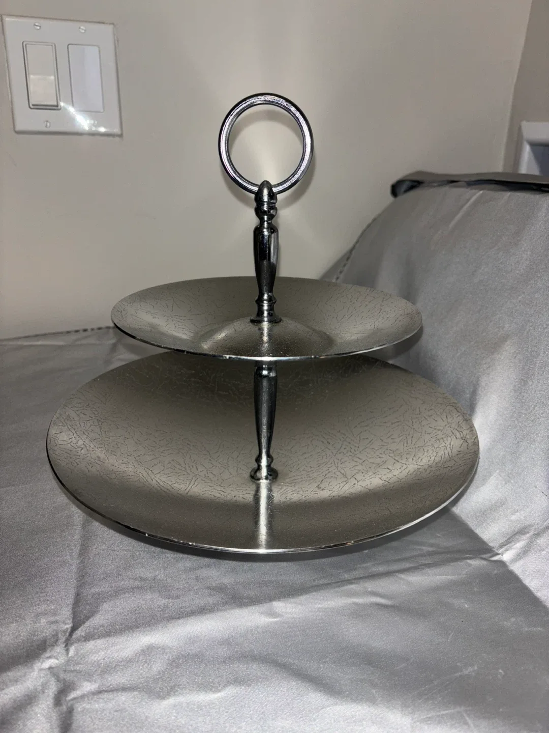Silver 2-Tier Serving Stand