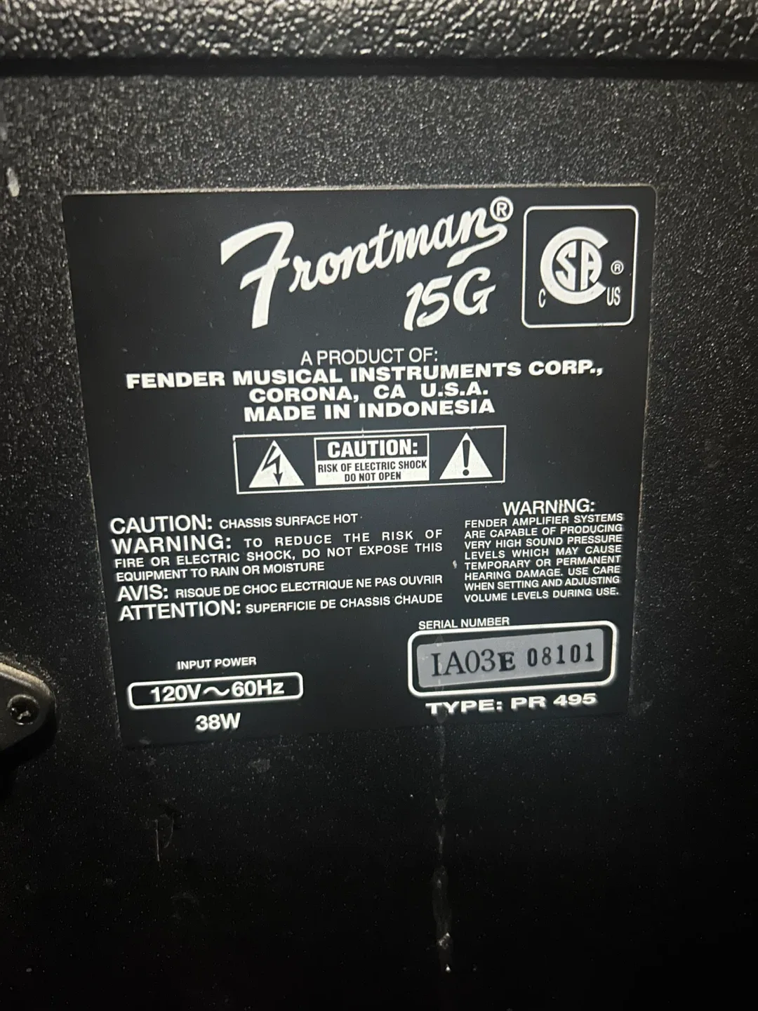 Fender Frontman 15G Guitar Amplifier image indicator(2)