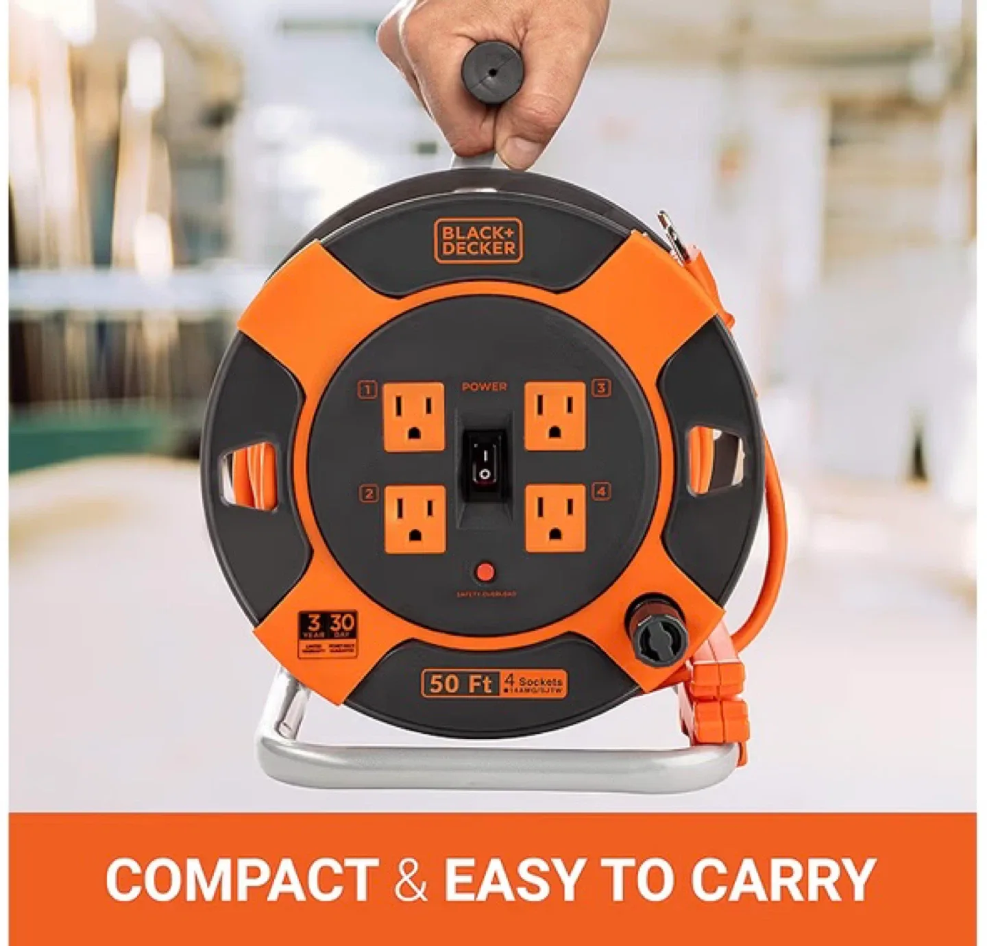 BLACK+DECKER Retractable Extension Cord Reel 50 Ft. 4 Outlets image indicator(3)