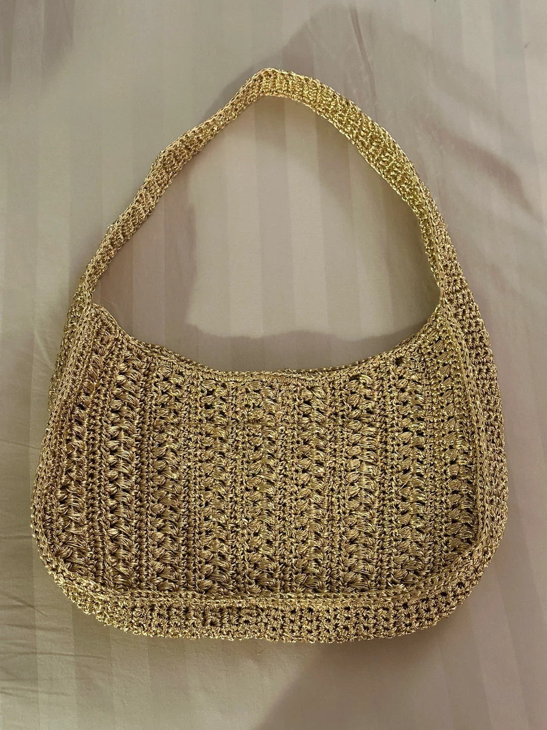 Zara Gold Metallic Crochet Handbag