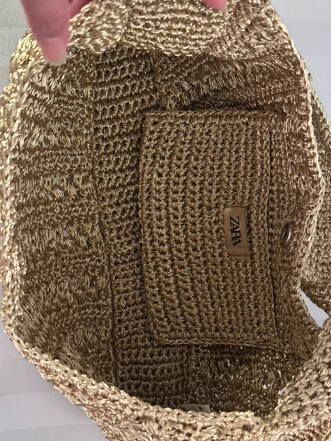 Zara Gold Metallic Crochet Handbag - photo 3