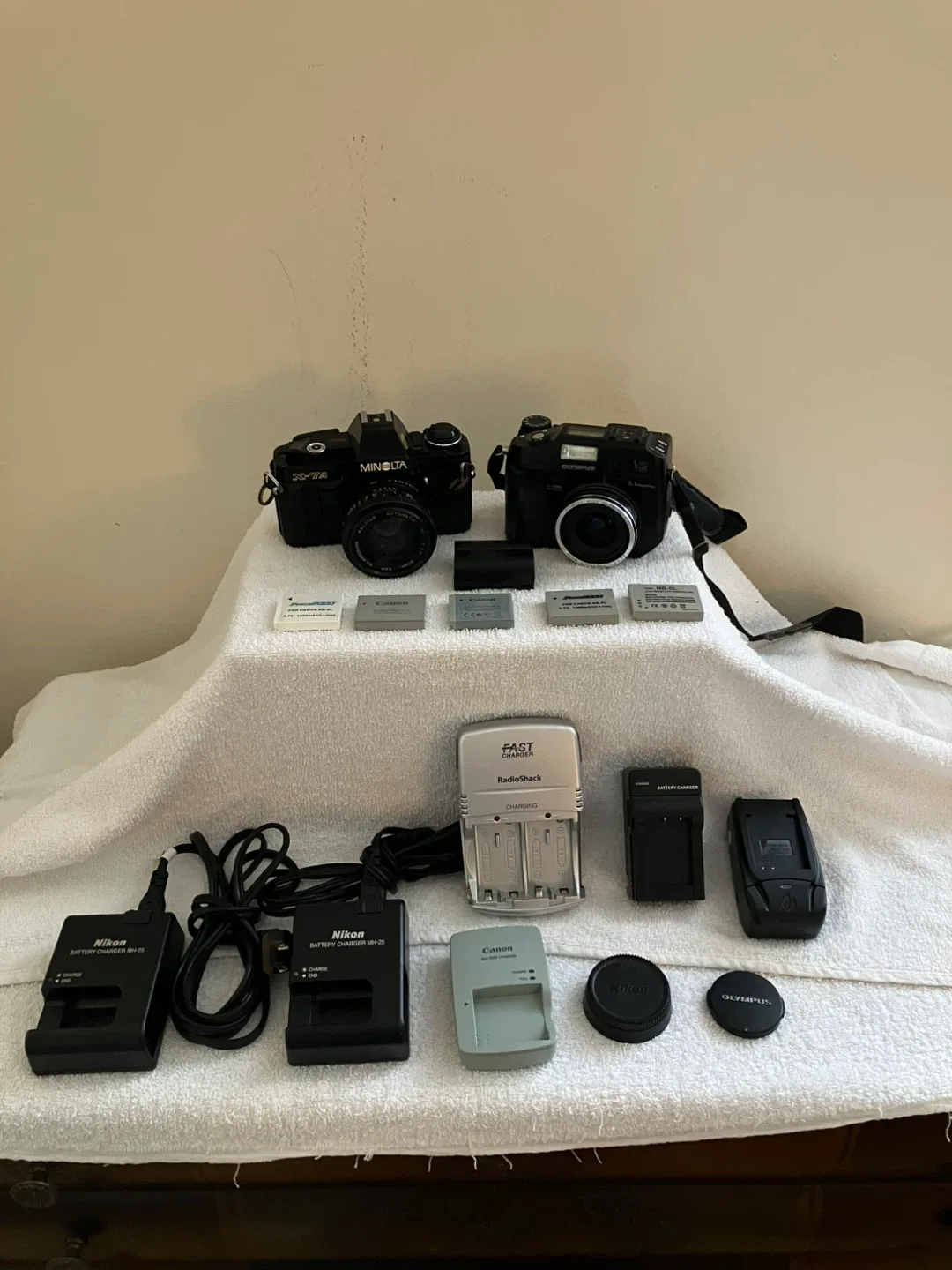 Minolta X-7A & Olympus C-5060 Cameras with Accessories