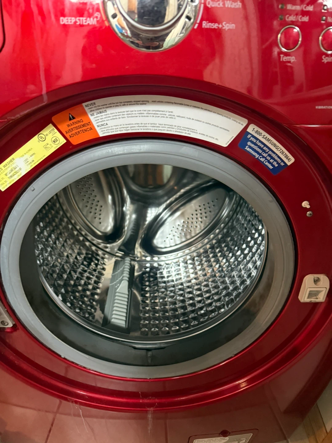Red Samsung VRT Steam Washing Machine