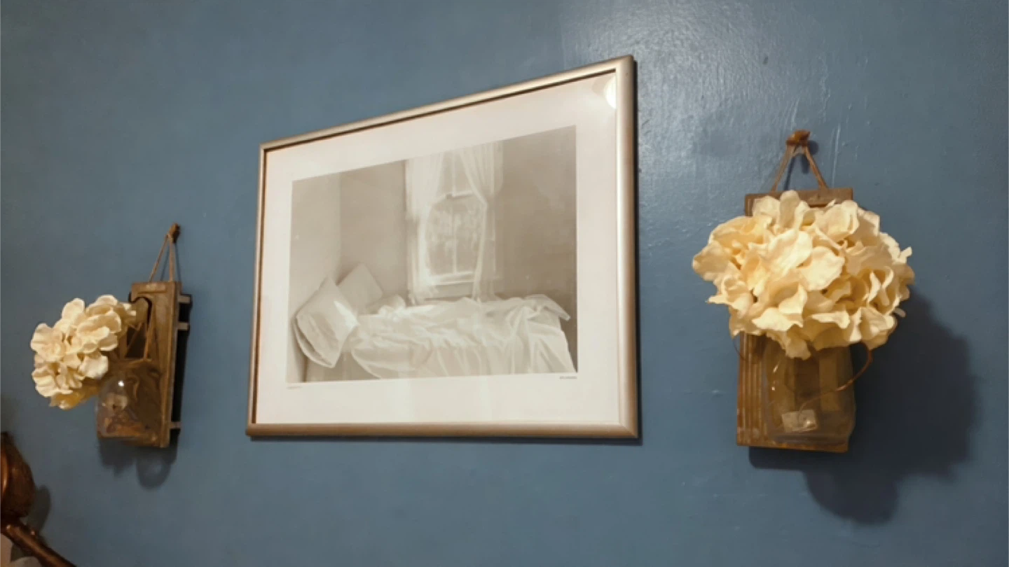Wall Decor with Flowers and Picture Frame
