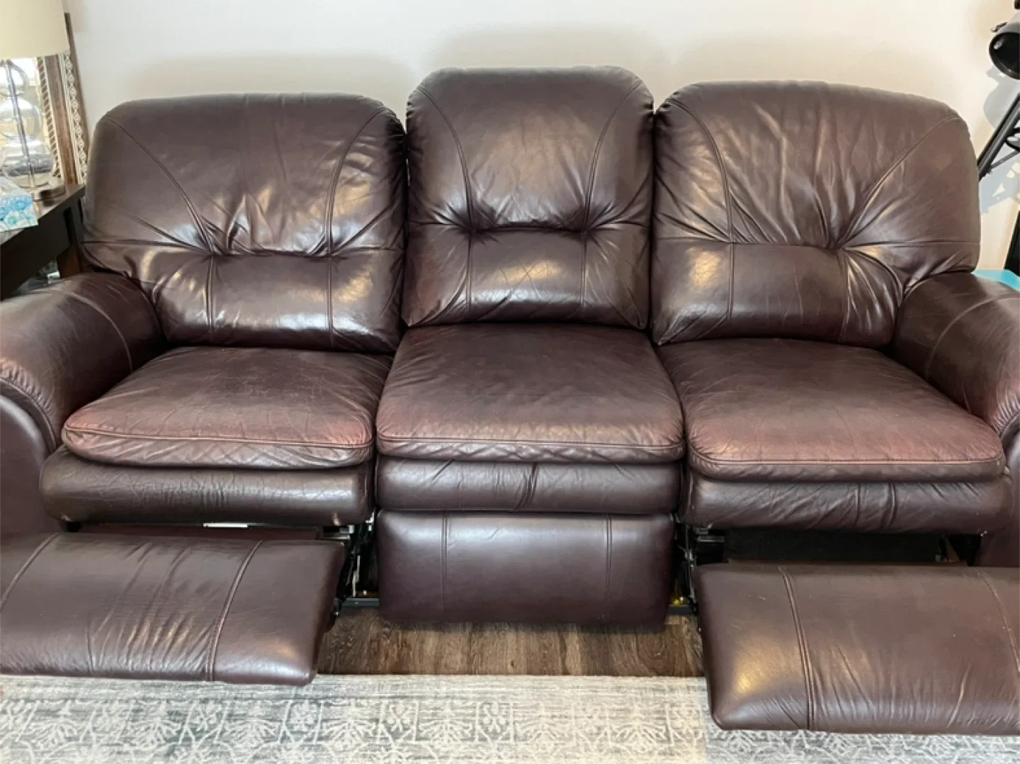 Leather Reclining Sofa and Loveseat Set image indicator(4)