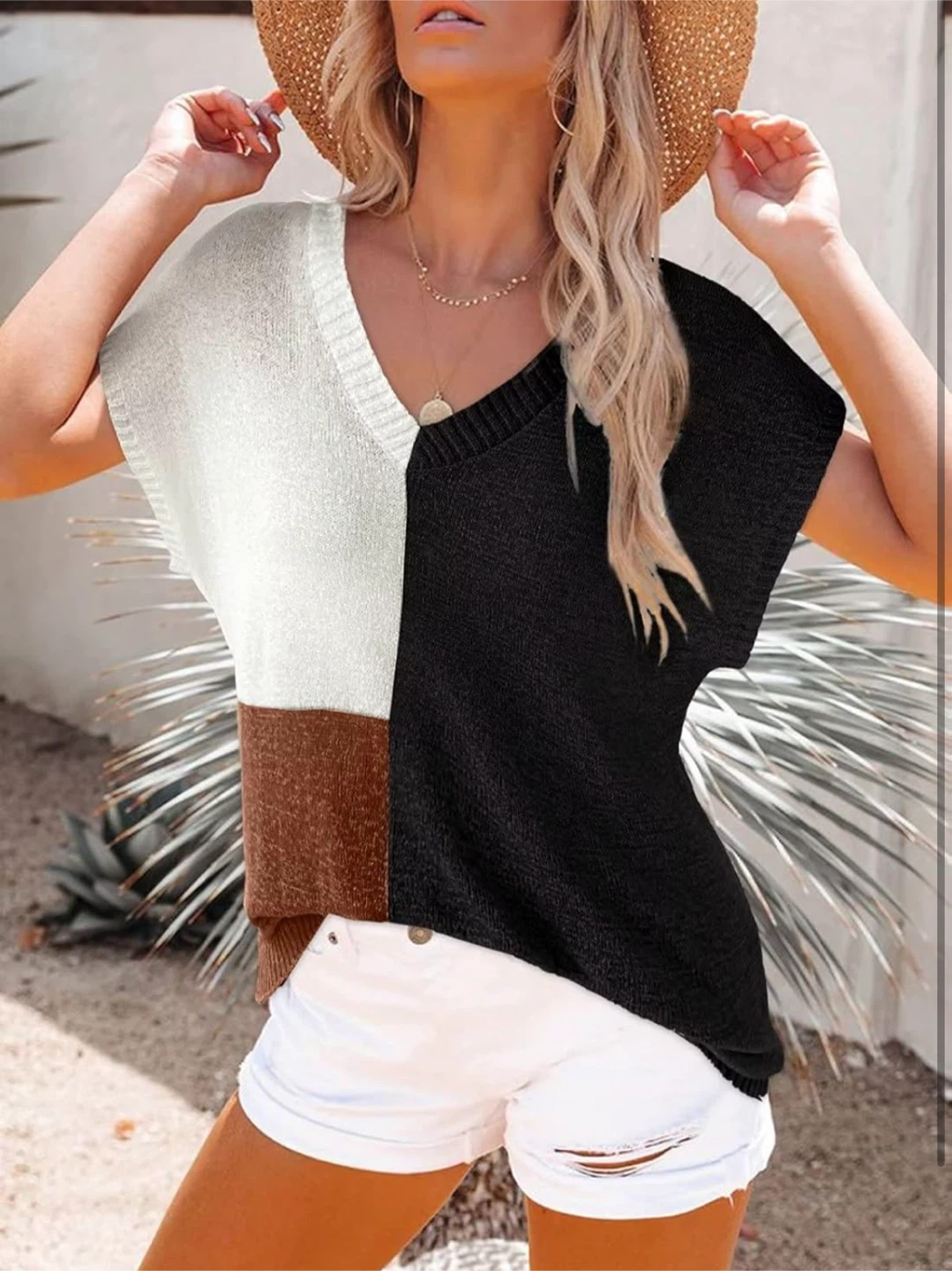 NEW! Colour Block V-Neck Knit Top - photo 3
