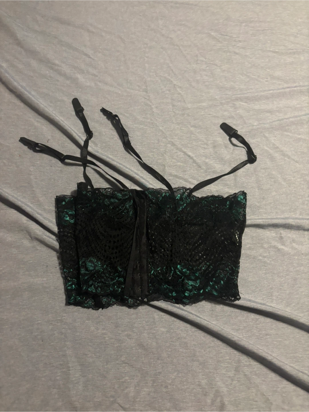 Black & Green Lace Corset Top