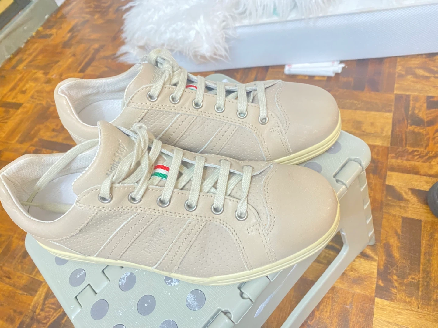 Light Step Beige Leather Sneakers - Size 38
