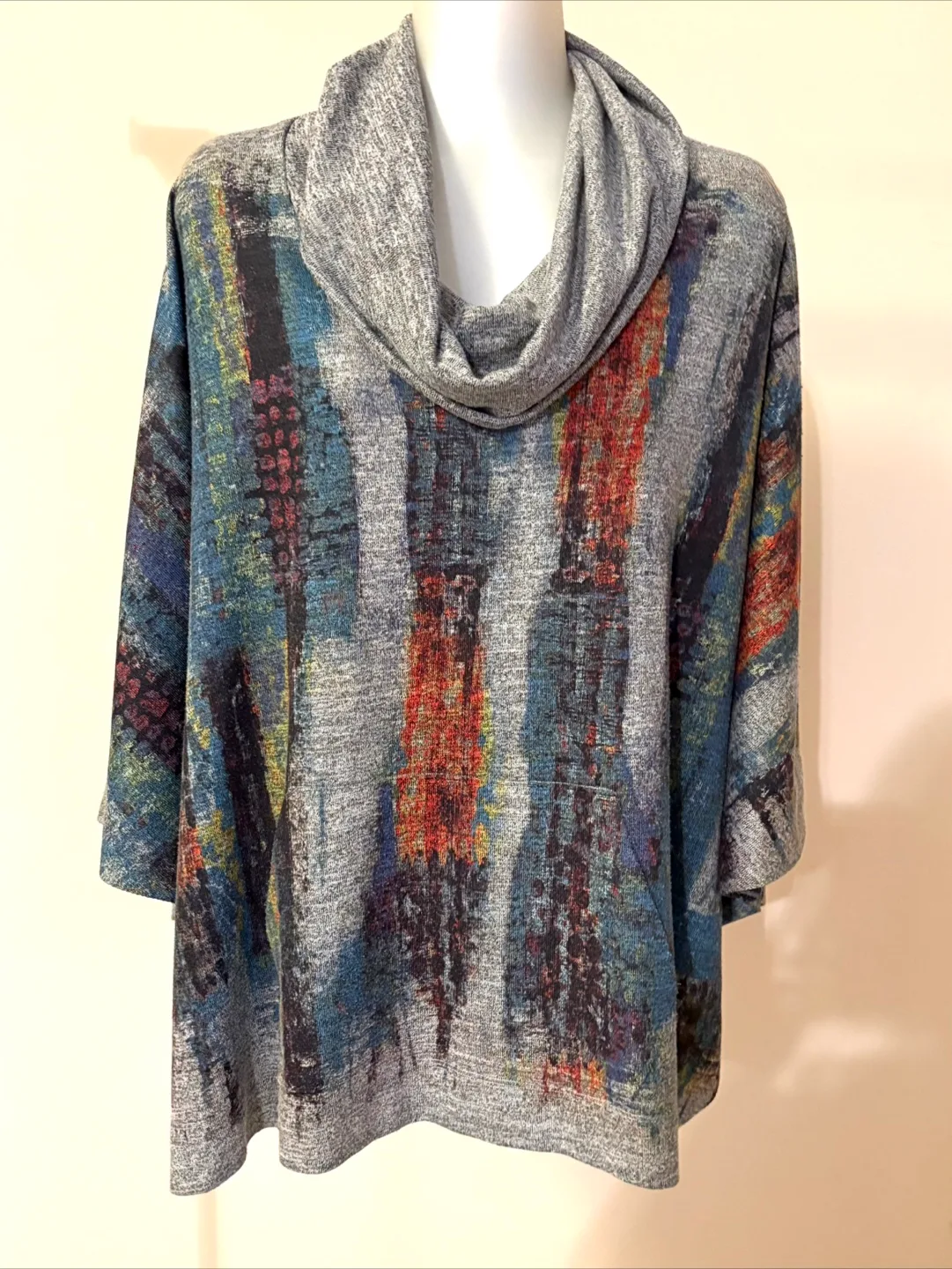 Multi-Colour Cowl Neck Tunic Cape image indicator(2)