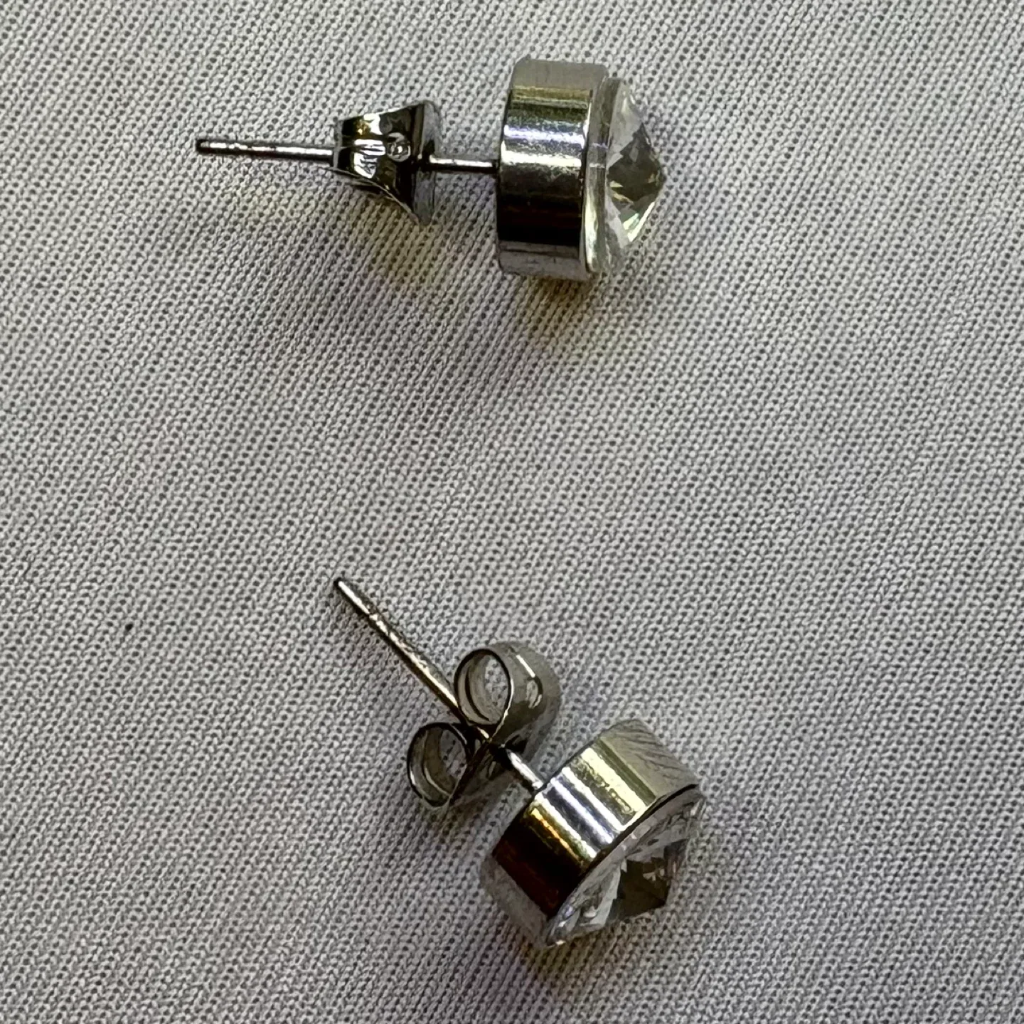 Timeless Silver Bezel Classic Crystal Stud Minimalist Earrings image indicator(4)