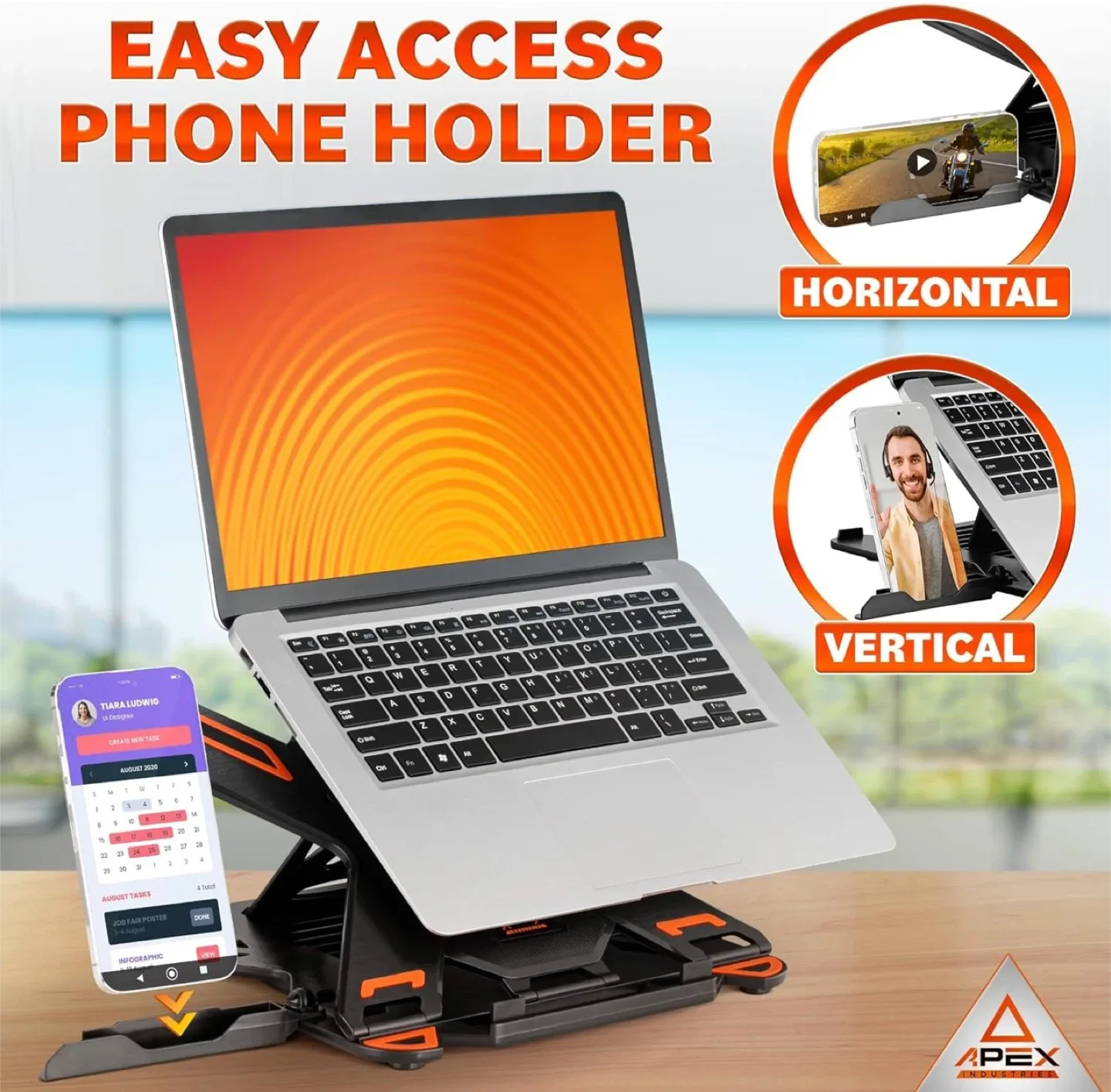 Apex Laptop Stand with Phone Holder