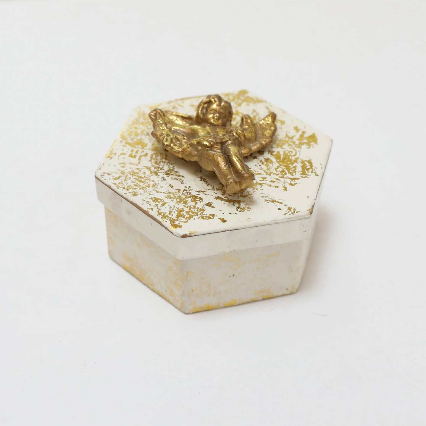 Vintage Box Gold Angel Keepsake Victorian