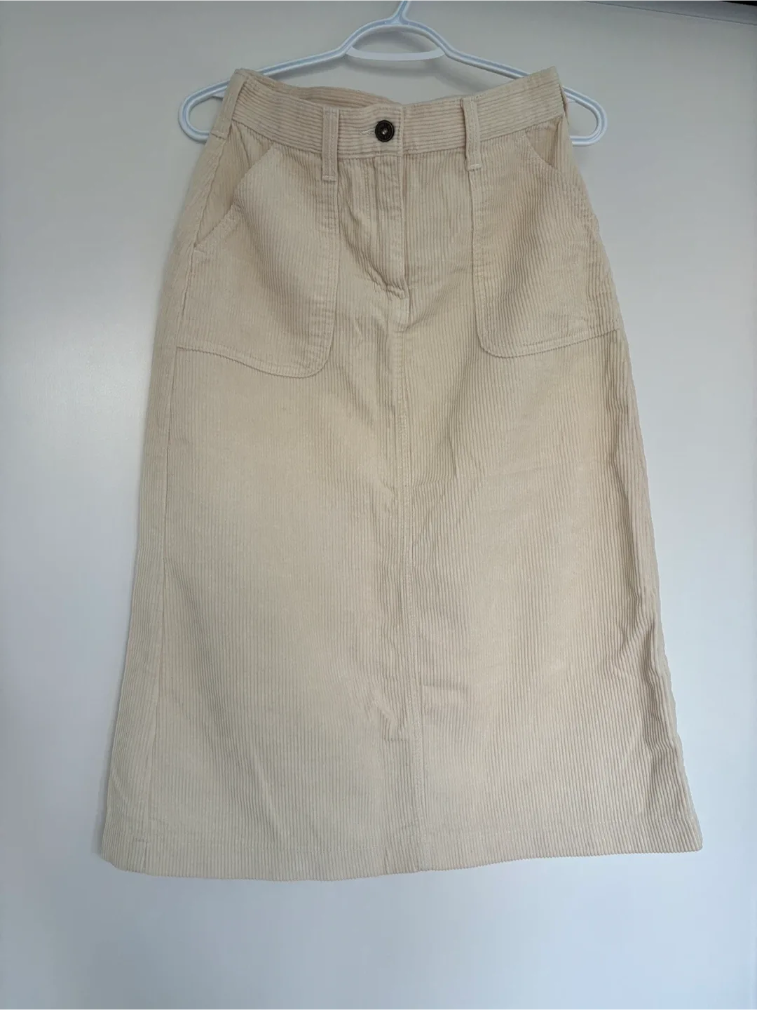 Cream Corduroy Long Skirt