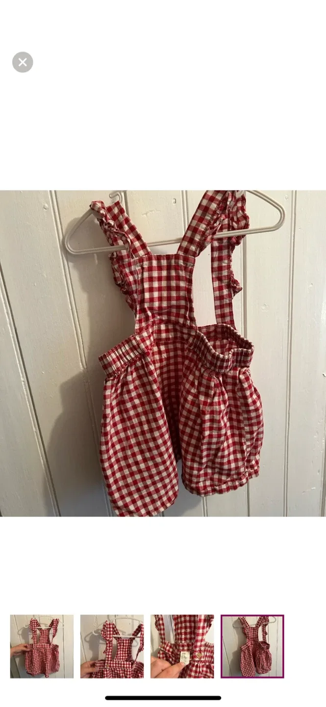 H&M Red Gingham overalls - Size 12-18M image indicator(4)