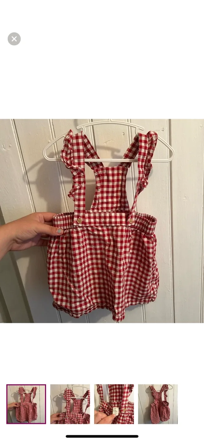 H&M Red Gingham overalls - Size 12-18M