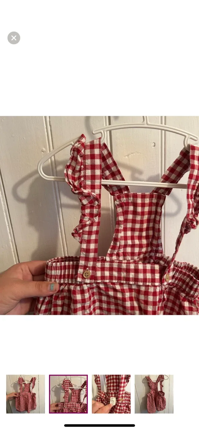 H&M Red Gingham overalls - Size 12-18M image indicator(2)