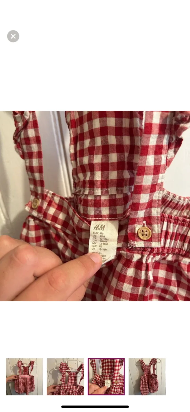 H&M Red Gingham overalls - Size 12-18M image indicator(3)