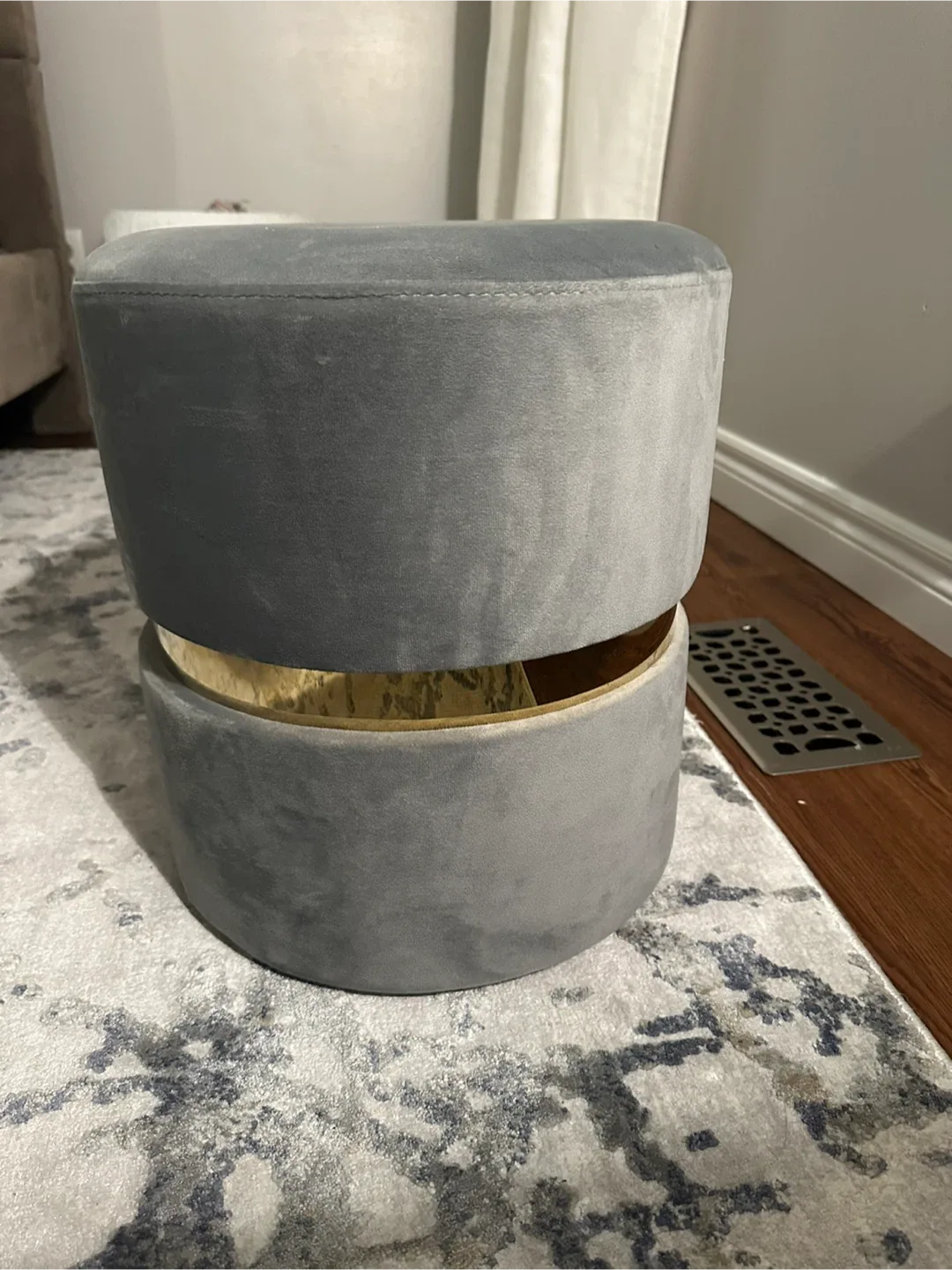 Grey Velvet Ottoman Footstool image indicator(2)